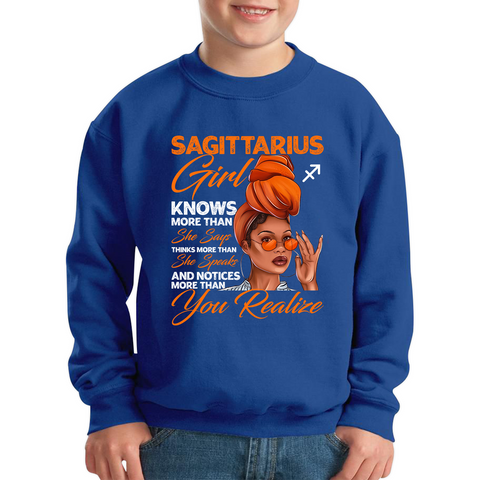 Sagittarius Girl Knows More Than Think More Than Horoscope Zodiac Astrological Sign Birthday Kids Jumper
