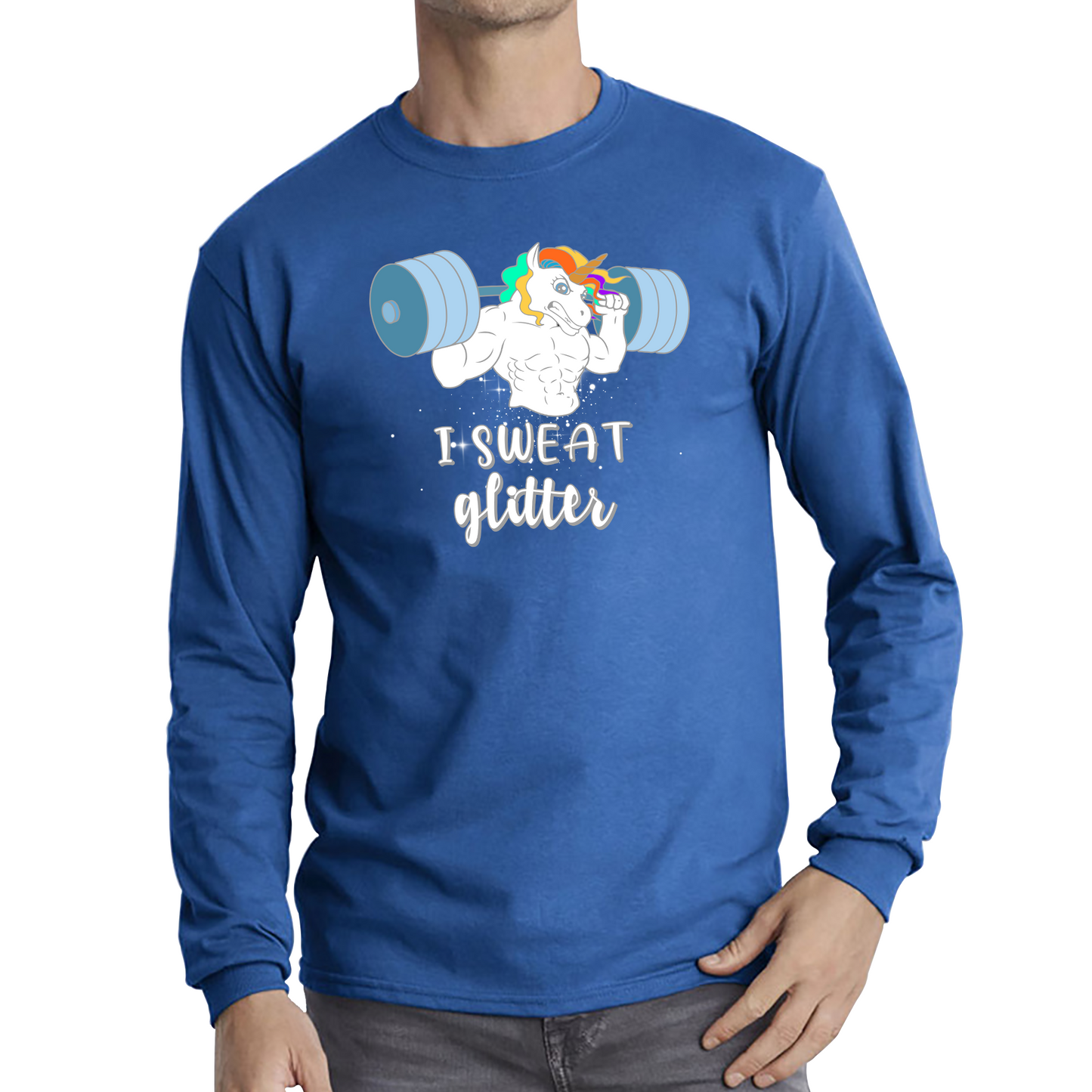 I Sweat Glitter Weightlifting Unicorn Gym T Shirt