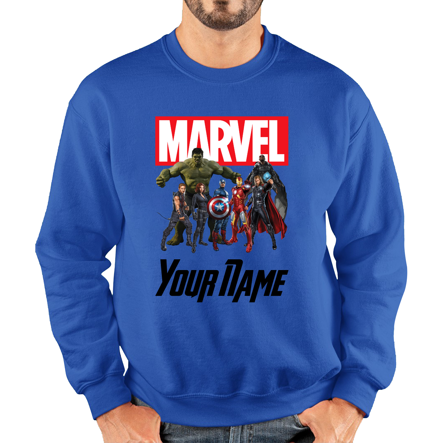 Personalised Marvel Avengers Superheroes Team Your Custom Name Sweatshirt