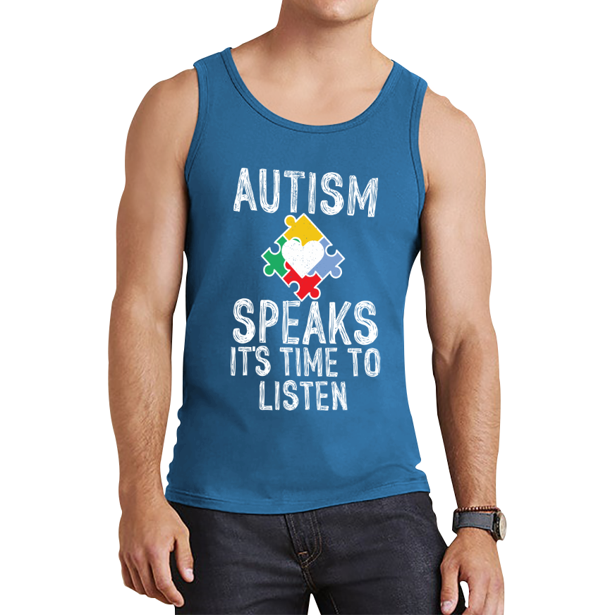 Autism Speaks It's Time To Listen Puzzle Piece Tank Top