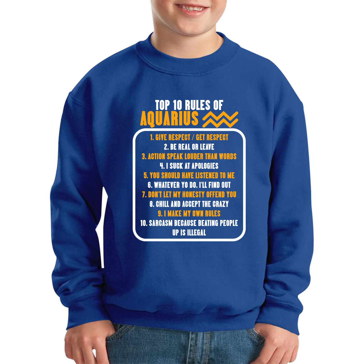 Top 10 Rules Of Aquarius Horoscope Zodiac Astrological Sign Facts Traits Give Respect Get Respect Birthday Present Kids Jumper