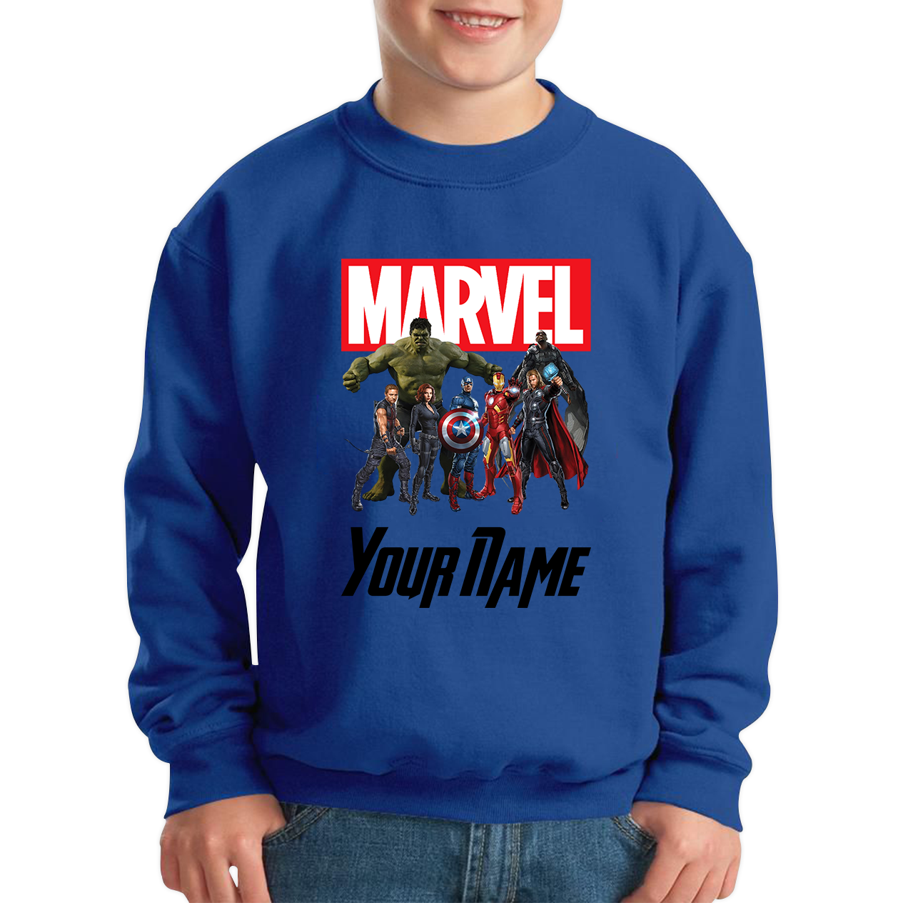 Personalised Marvel Avengers Superheroes Team Your Custom Name Sweatshirt