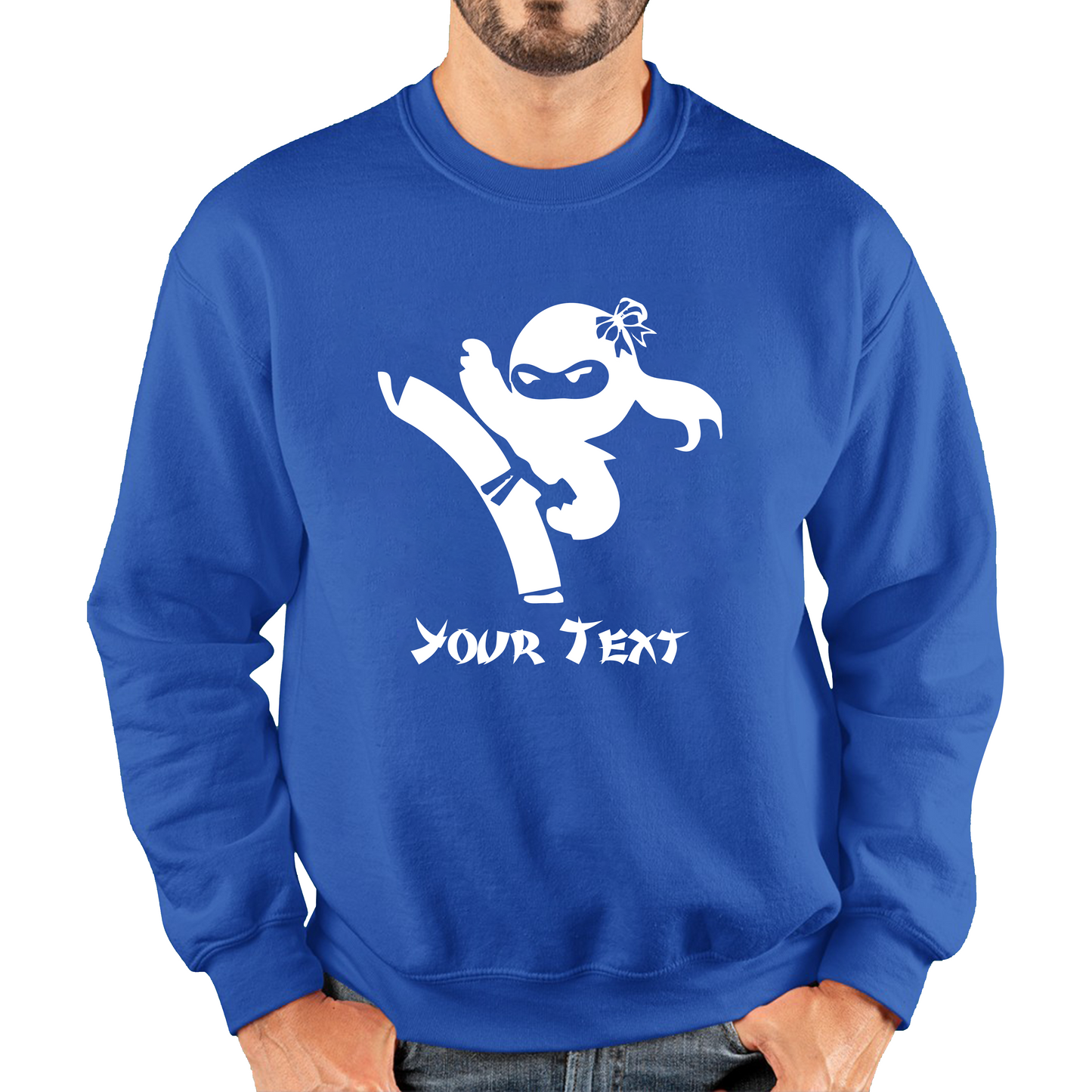 Personalised Ninja Girl Your Text Retro Ninja Warrior Martial Arts Judo Karate MMA Unisex Sweatshirt