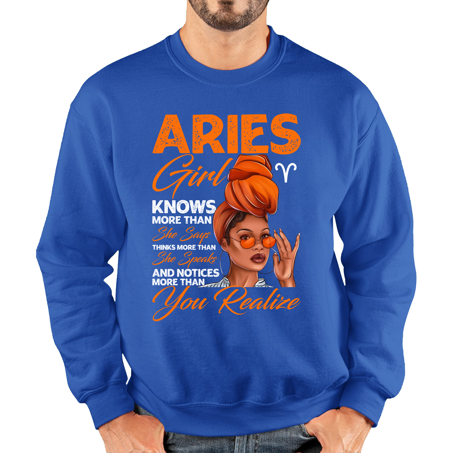 Aries Girl Knows More Than Think More Than Horoscope Zodiac Astrological Sign Birthday Unisex Sweatshirt