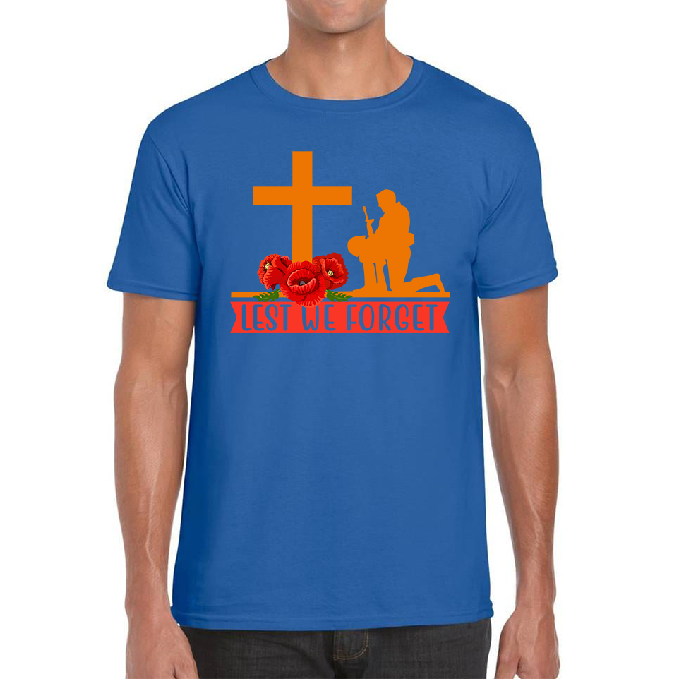 Lest We Forget Anzac Day Poppy Flowers British Armed Forces T Shirt