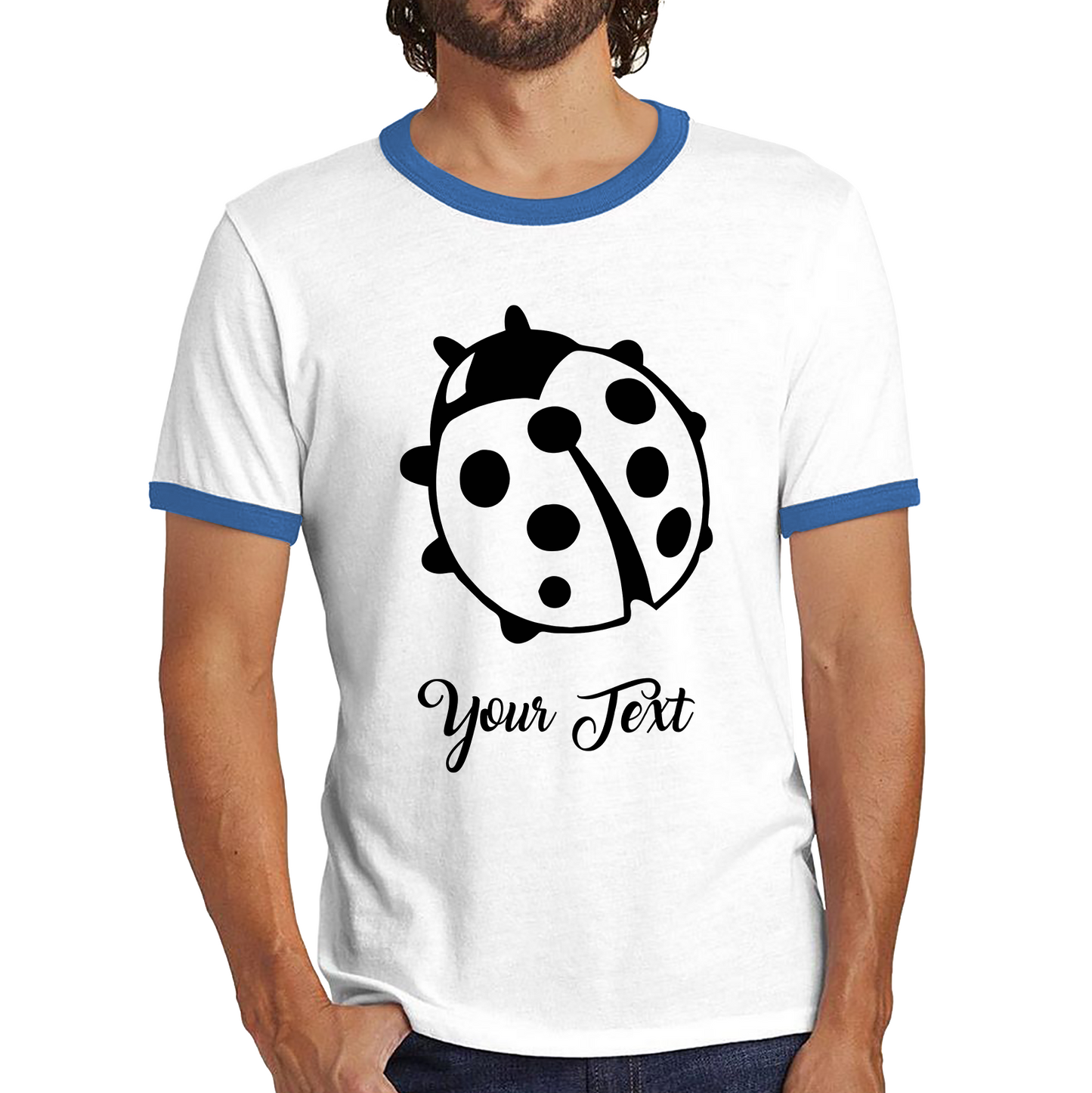 Personalised Ladybug Your Name Cute Insect Ladybug Ladybird Ringer T Shirt