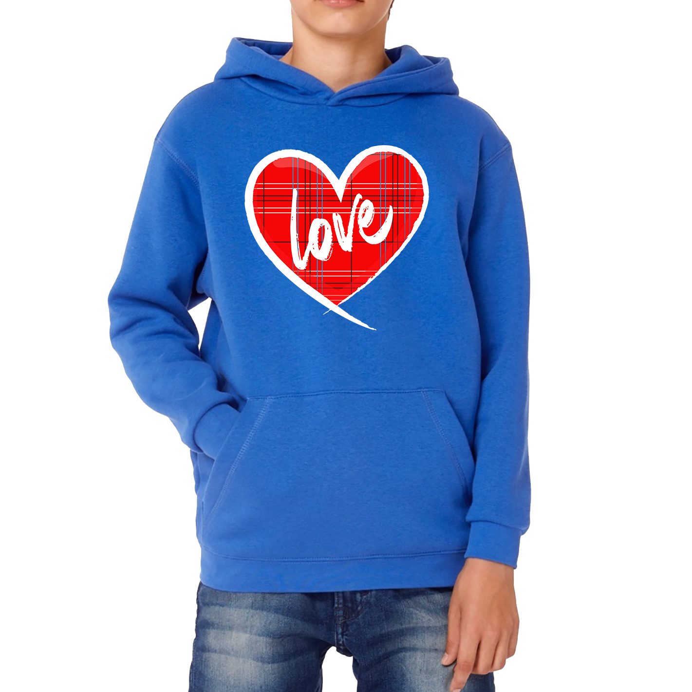 Hand Drawn Love Heart Happy Valentine's Day Lover Heart Kids Hoodie