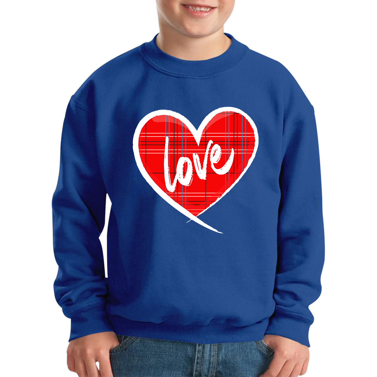 Hand Drawn Love Heart Happy Valentine's Day Lover Heart Kids Jumper