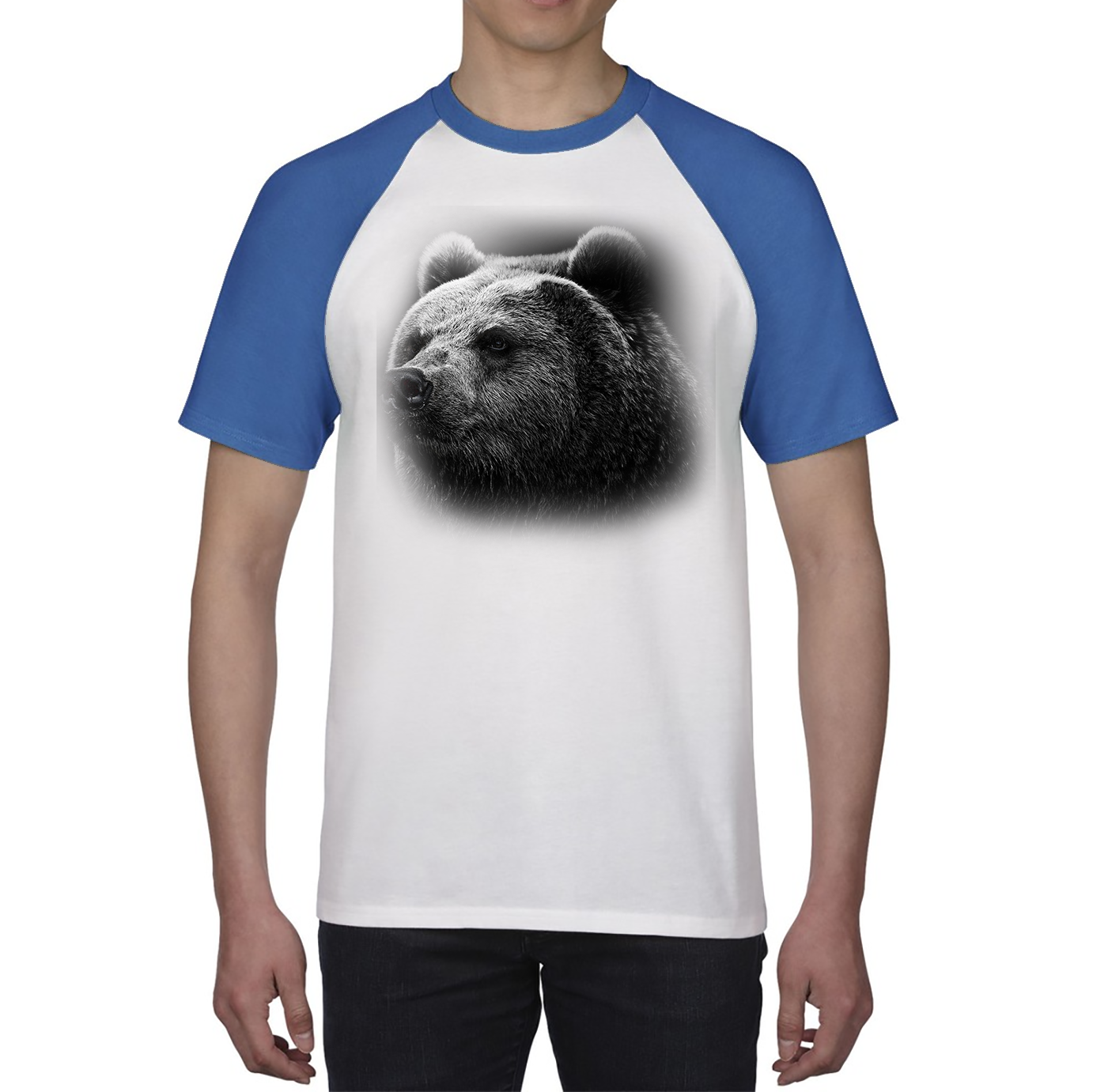 Bear Big Face Shirt Big Print Full On Front Animals Lovers Cute Bear Baseball T Shirt