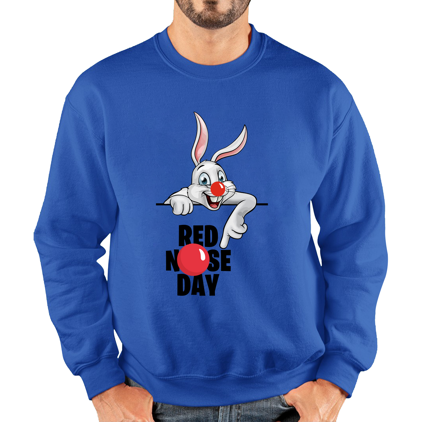 White Bunny Red Nose Day Sweatshirt