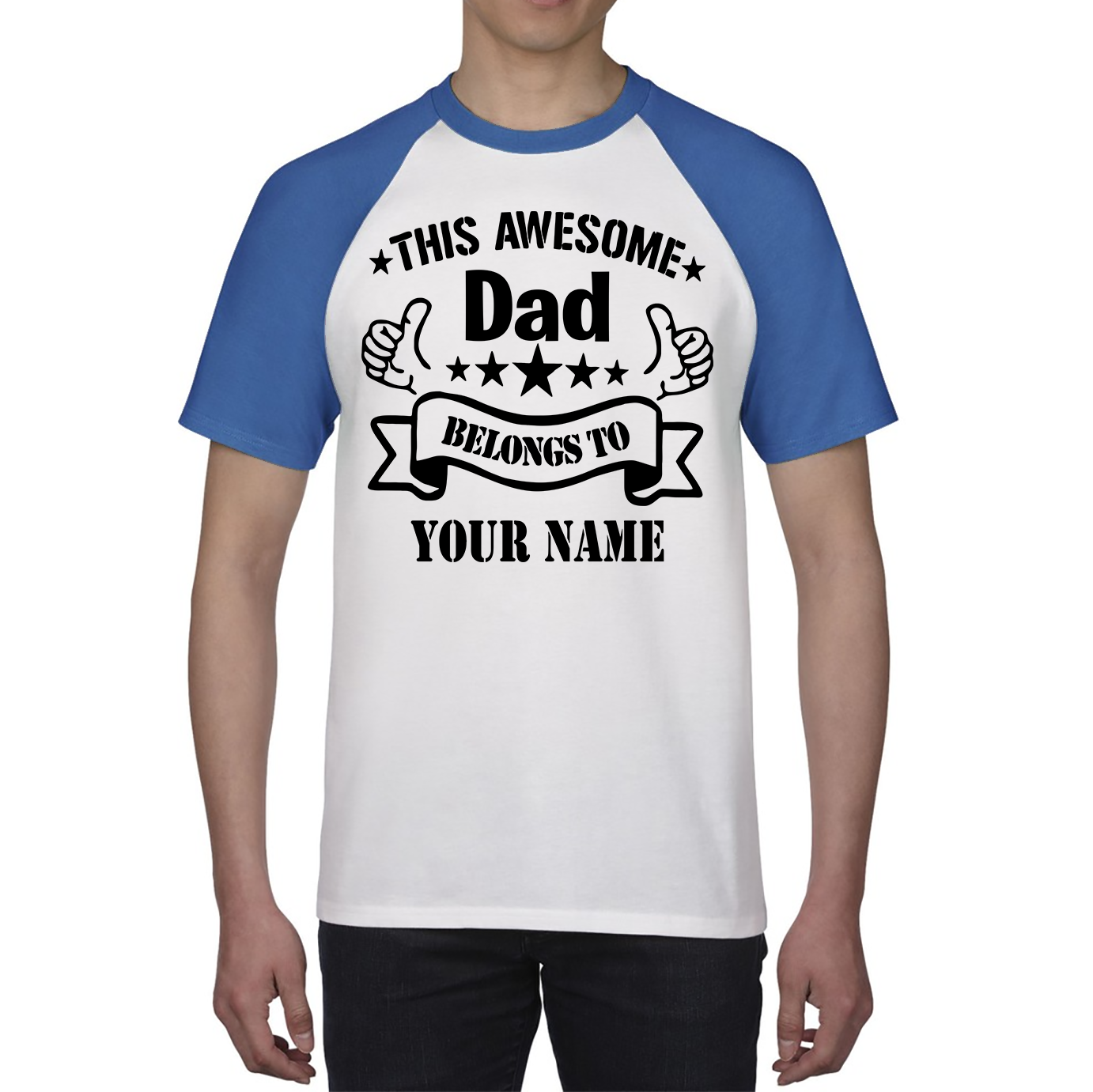 Personalised This Awesome Dad Belongs To Your Name Shirt Father's Day Gift For Dad Baseball T Shirt