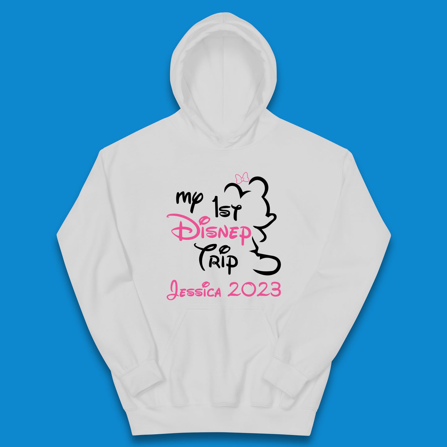 Personalised My 1st Disney Trip Disney Mickey Mouse Minnie Mouse Your Name Disneyland Trip Vacations Kids Hoodie