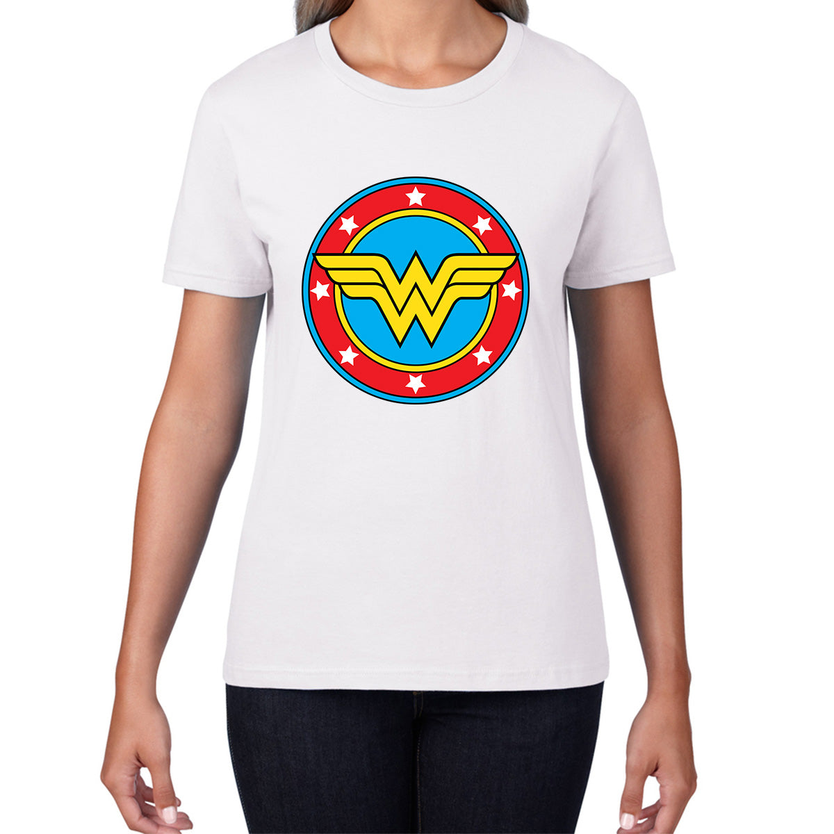 Wonder Woman Shield Logo Superhero Wonder Girl Comic Book Character Super Woman Womens Tee Top