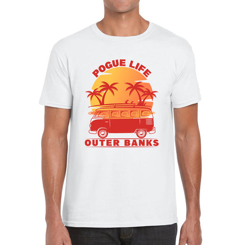 Outer Banks Pogue Life  Beach Surf Van Vintage Retro Beach Sunset Surfing TV Series JJ Maybank OBX Fans Outer Banks Show Mens Tee Top
