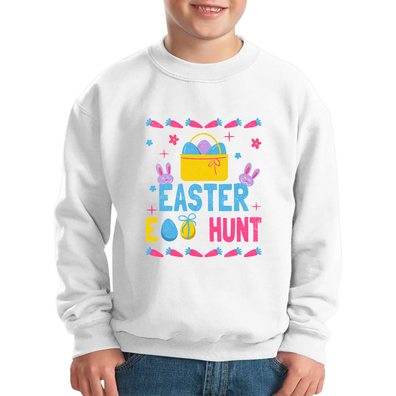 Easter Egg Hunt Hunting Squad Religious Christian Easter Egg Hunt Season Hunting Crew Egg Bucket Easter Bunny Kids Jumper