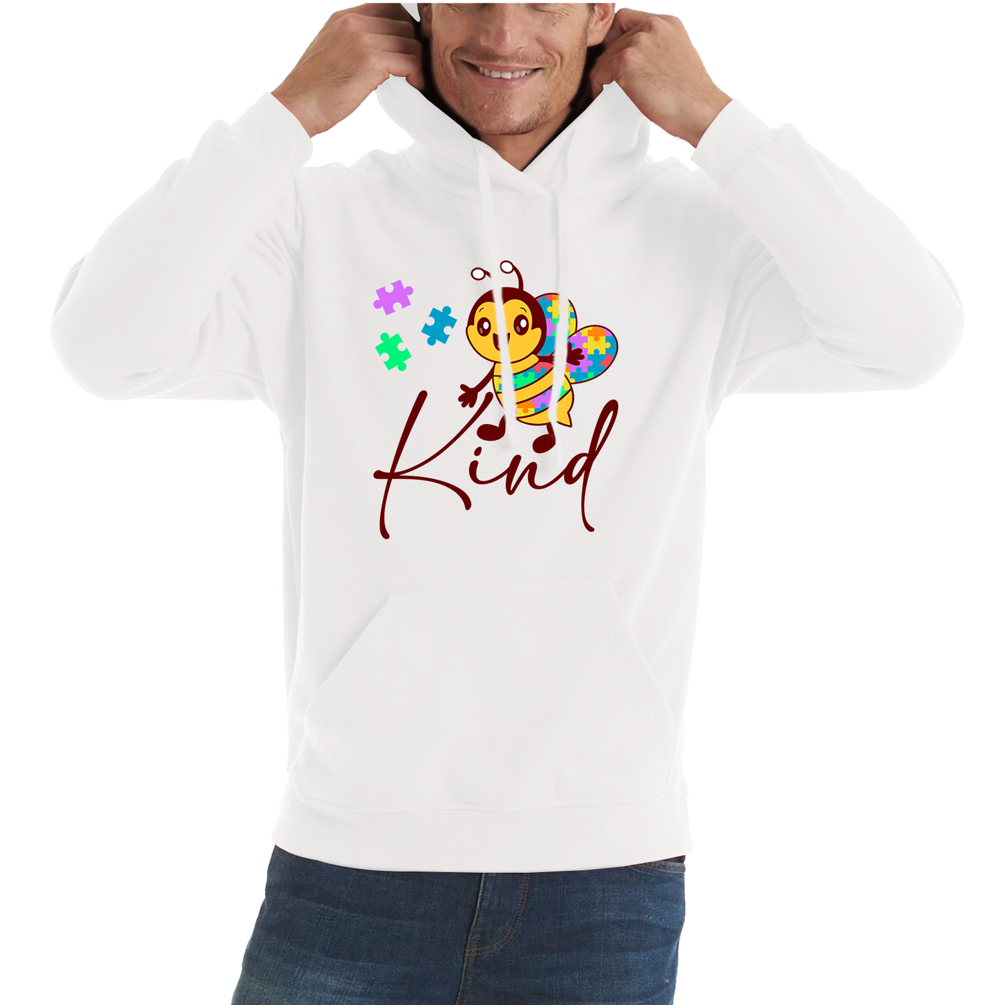 Bee Kind Autism Awareness Autism Rainbow Bee Kind Neurodiversity Honey Bee Autism Mental Health Unisex Hoodie