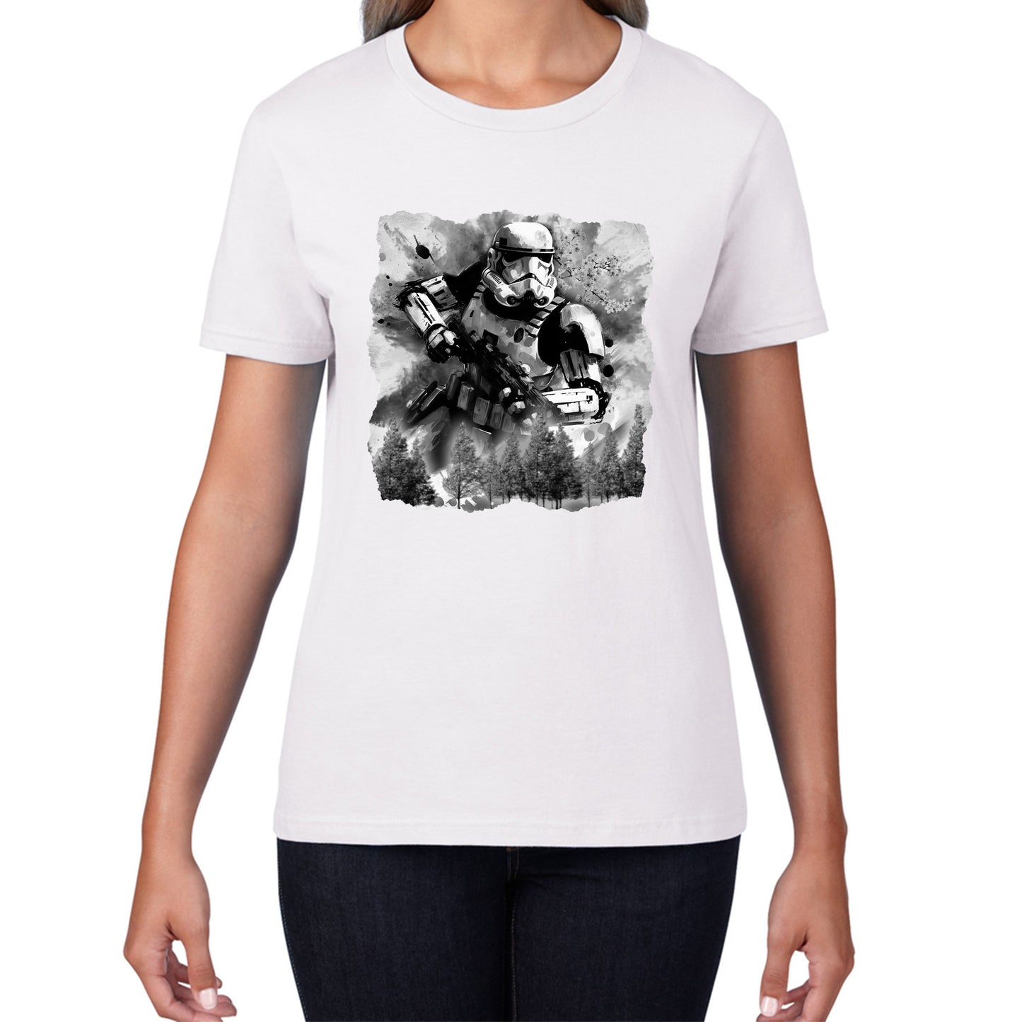 Hunter In The Forest Death Star Vintage Poster Graphic Movie Series Womens Tee Top