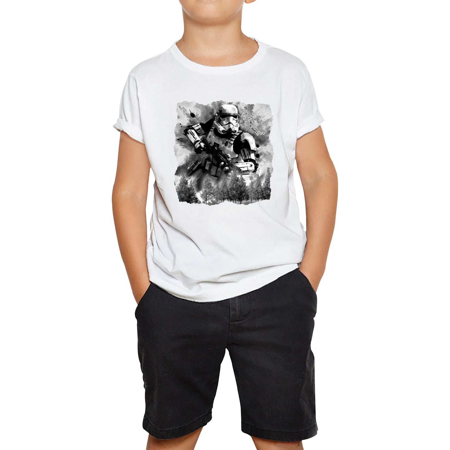 Hunter In The Forest Death Star Vintage Poster Graphic Movie Series Kids Tee