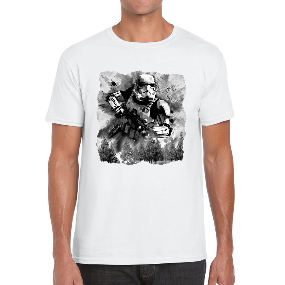 Hunter In The Forest Death Star Vintage Poster Graphic Movie Series Mens Tee Top