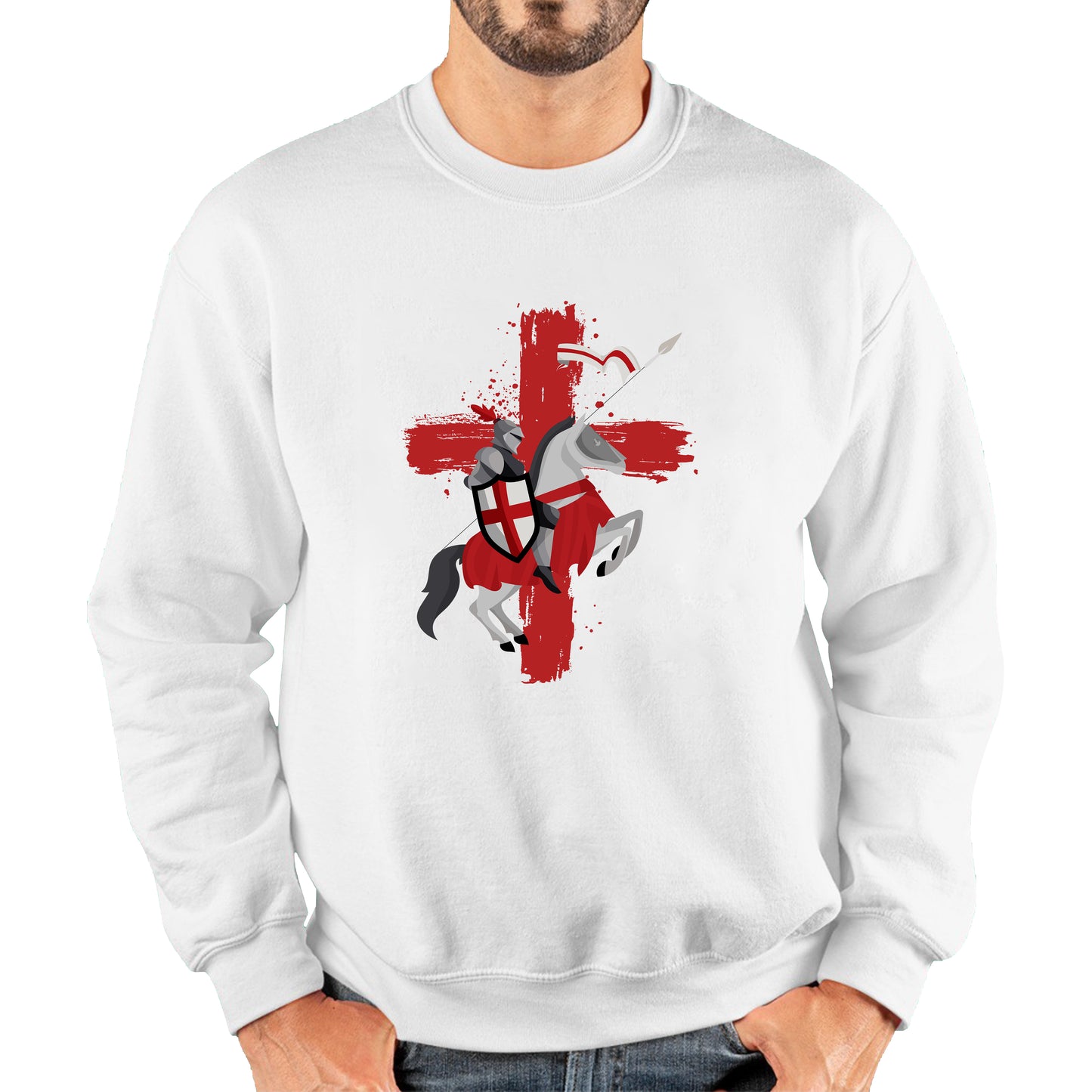 St George Day The Medieval Knight Saint Of England Celebrated On Saint Georges's Day Riding His Rearing Horse Unisex Sweatshirt