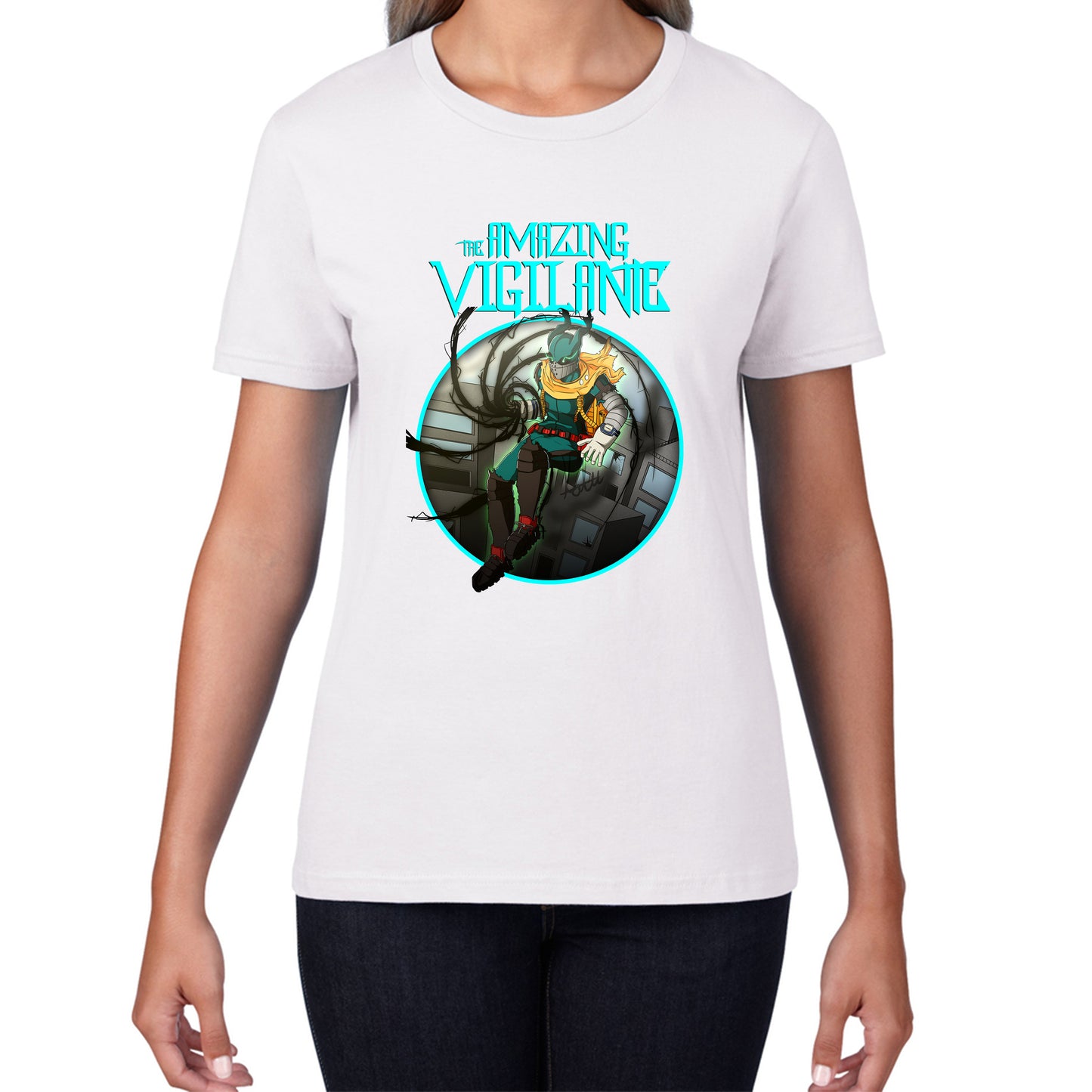 The Amazing Vigilant out of the Dark hole Vintage Graphic Cartoon Series Womens Tee Top