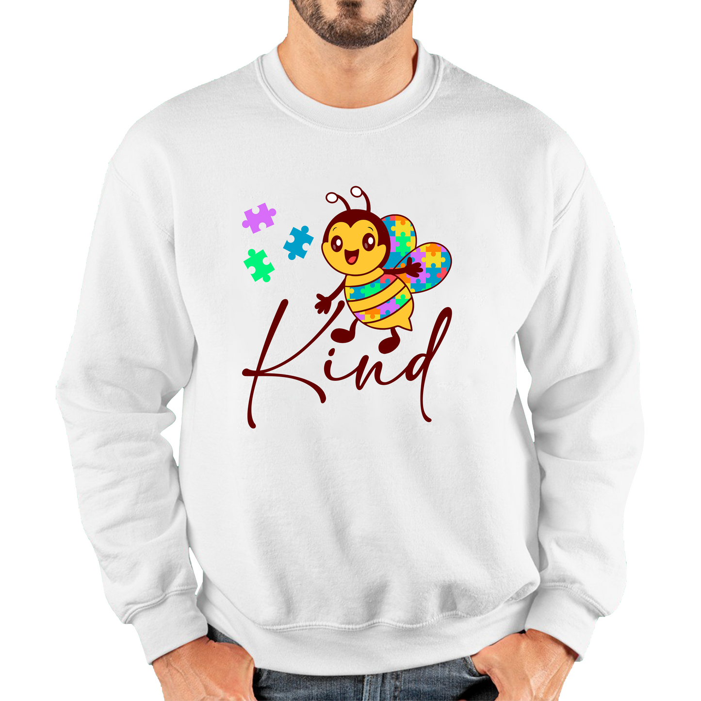 Bee Kind Autism Awareness Autism Rainbow Bee Kind Neurodiversity Honey Bee Autism Mental Health Unisex Sweatshirt