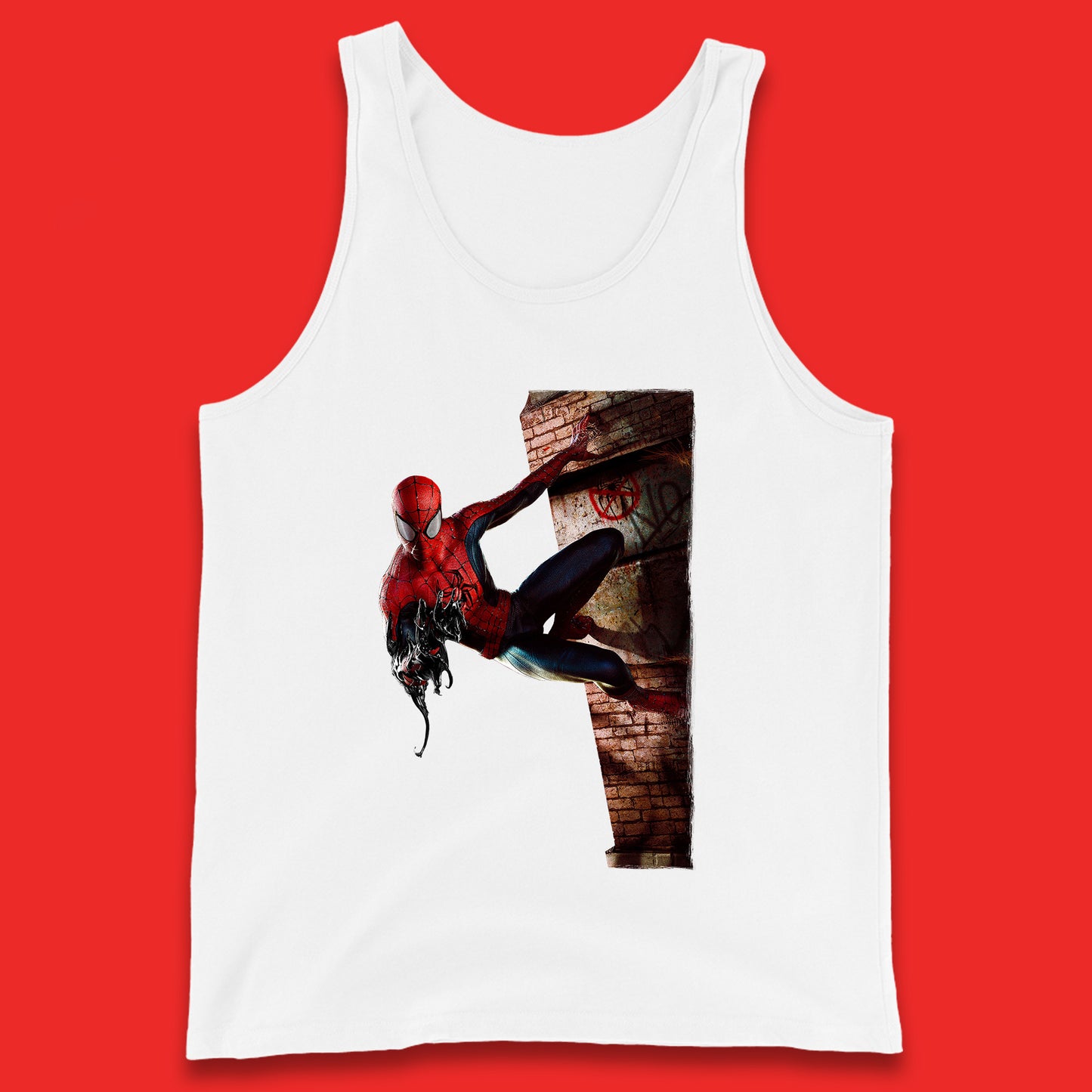 Spider-Man Venom Takeover Spiderman On Building Marvel Comics Character Superhero Marvel Spiderman Tank Top