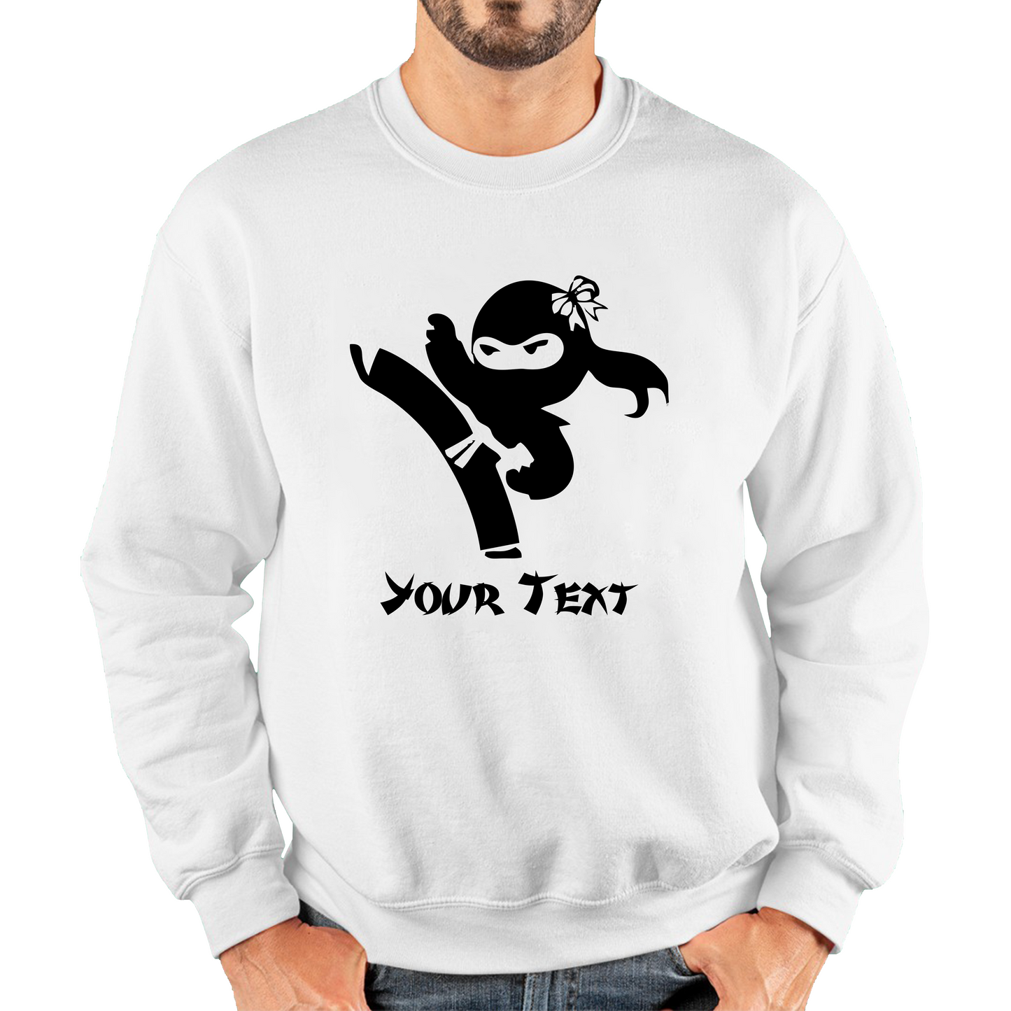 Personalised Ninja Girl Your Text Retro Ninja Warrior Martial Arts Judo Karate MMA Unisex Sweatshirt