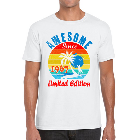 Awesome Since 1967 Limited Edition T-shirt Vintage A Cool Palm Tree Beach Sunset Mens Tee Top