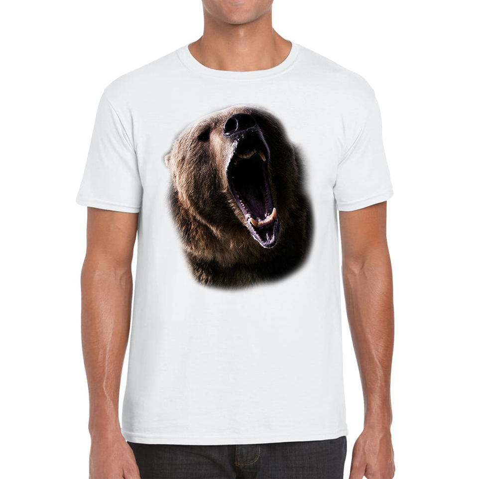 Grizzly Bear Roaring Face T Shirt