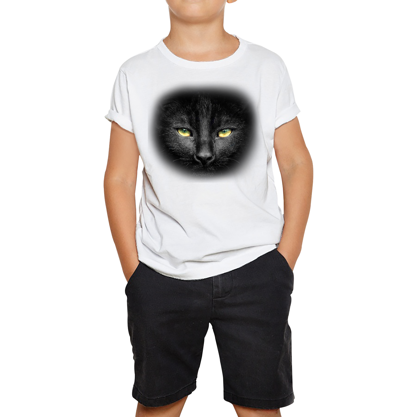 Black Cat Yellow Eyes T Shirt