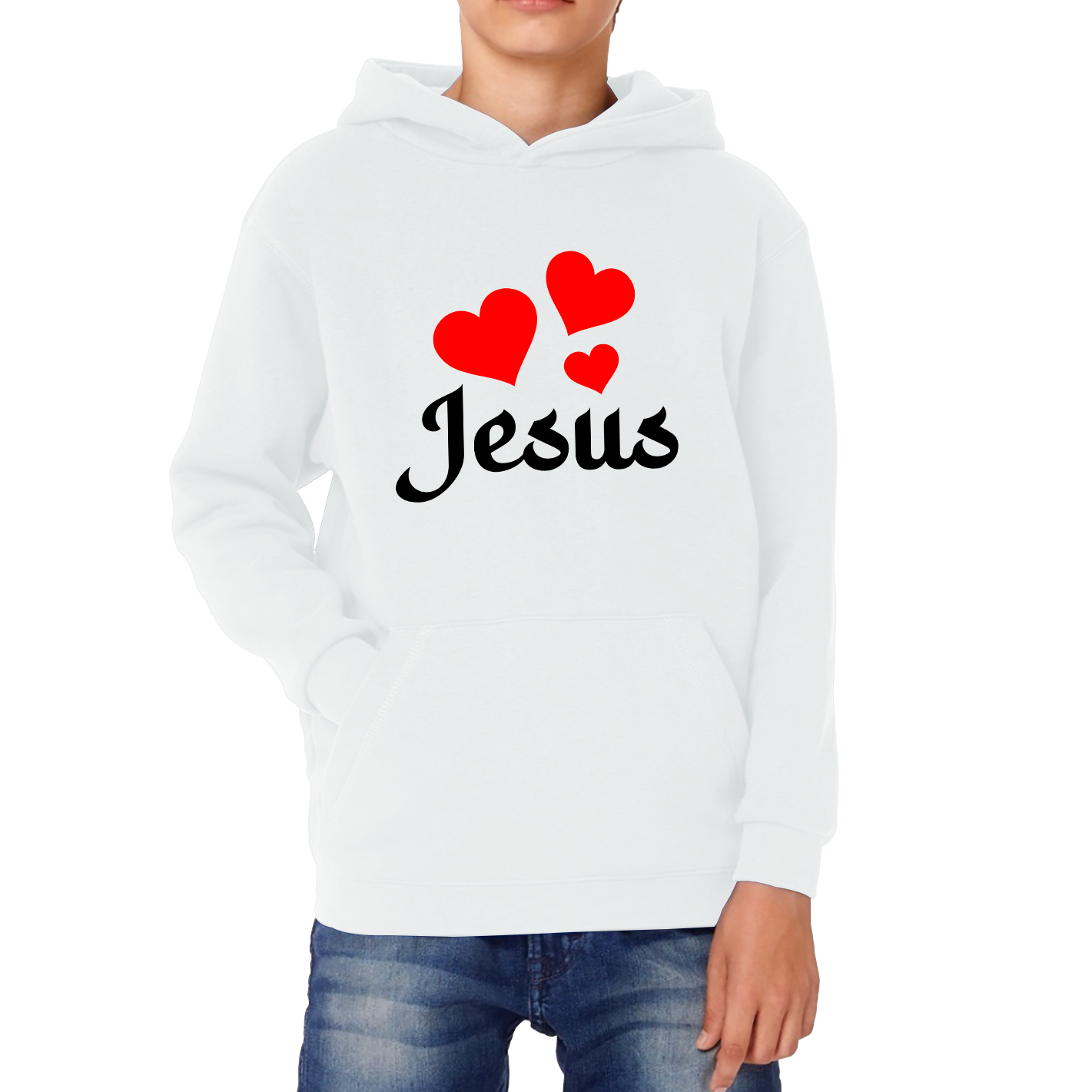 Love Jesus Hearts Jesus Christ Christians Religious Spirituality Believe Kids Hoodie