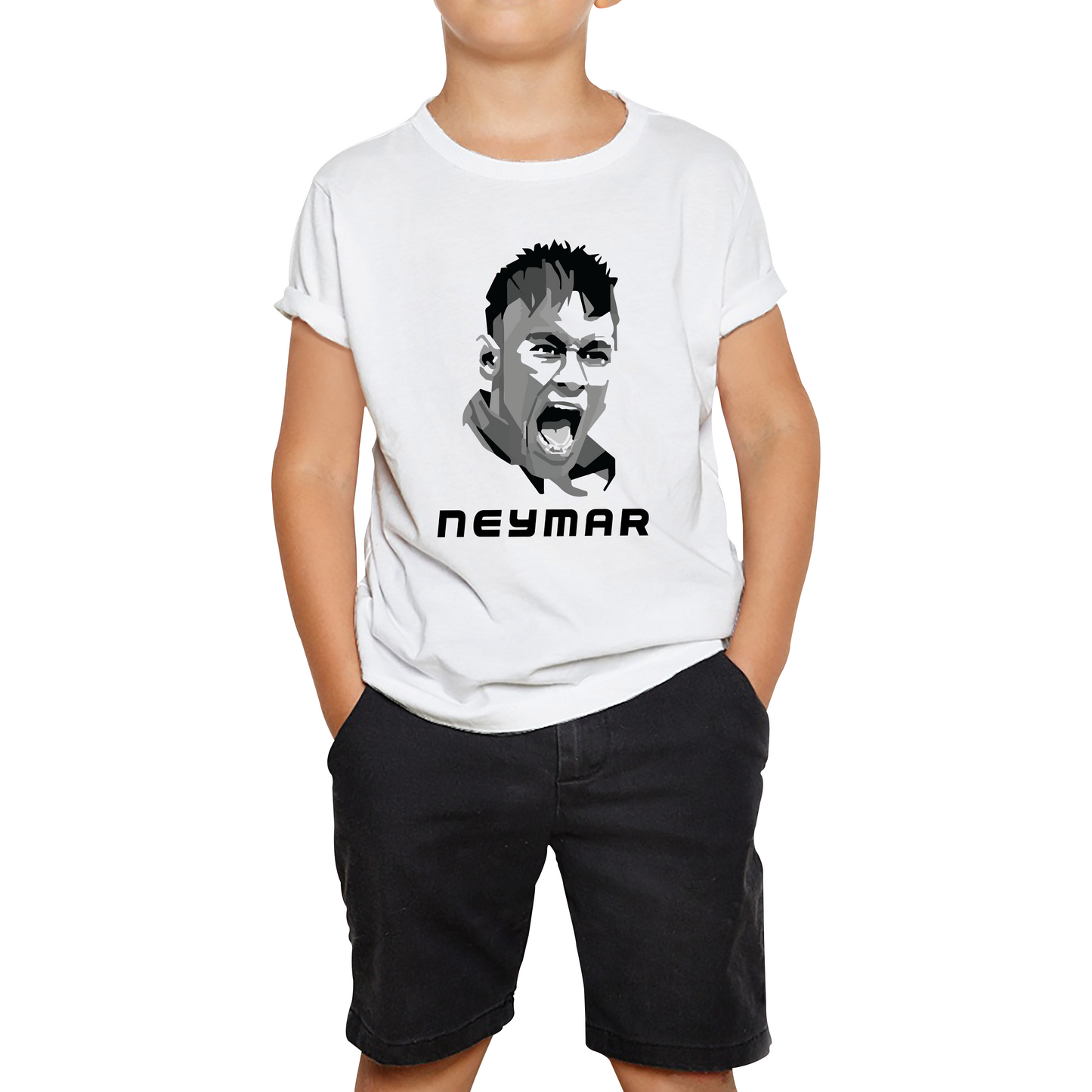 Football Player Retro Style Portrait Brazil Soccer Player Brazilian Professional Footballer Sports Champion Kids Tee