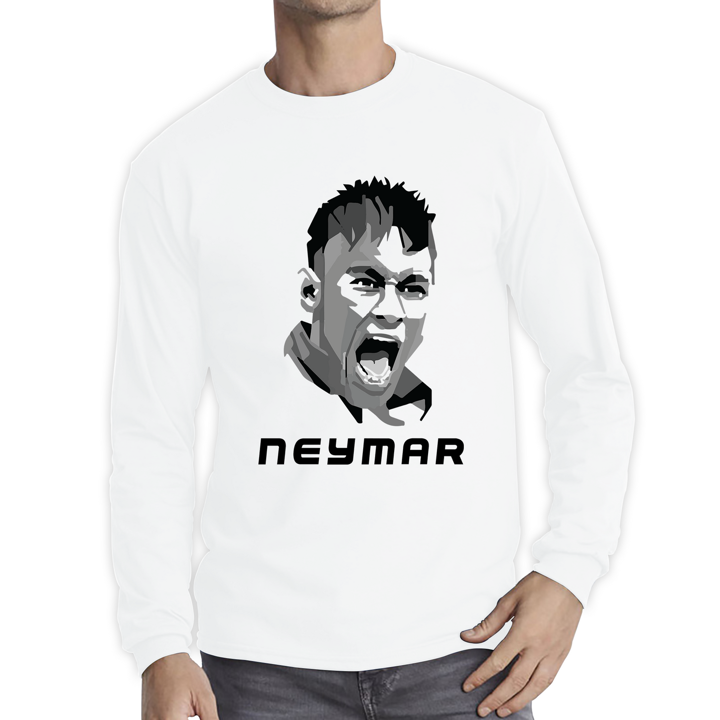 Football Player Retro Style Portrait Brazil Soccer Player Brazilian Professional Footballer Sports Champion Long Sleeve T Shirt