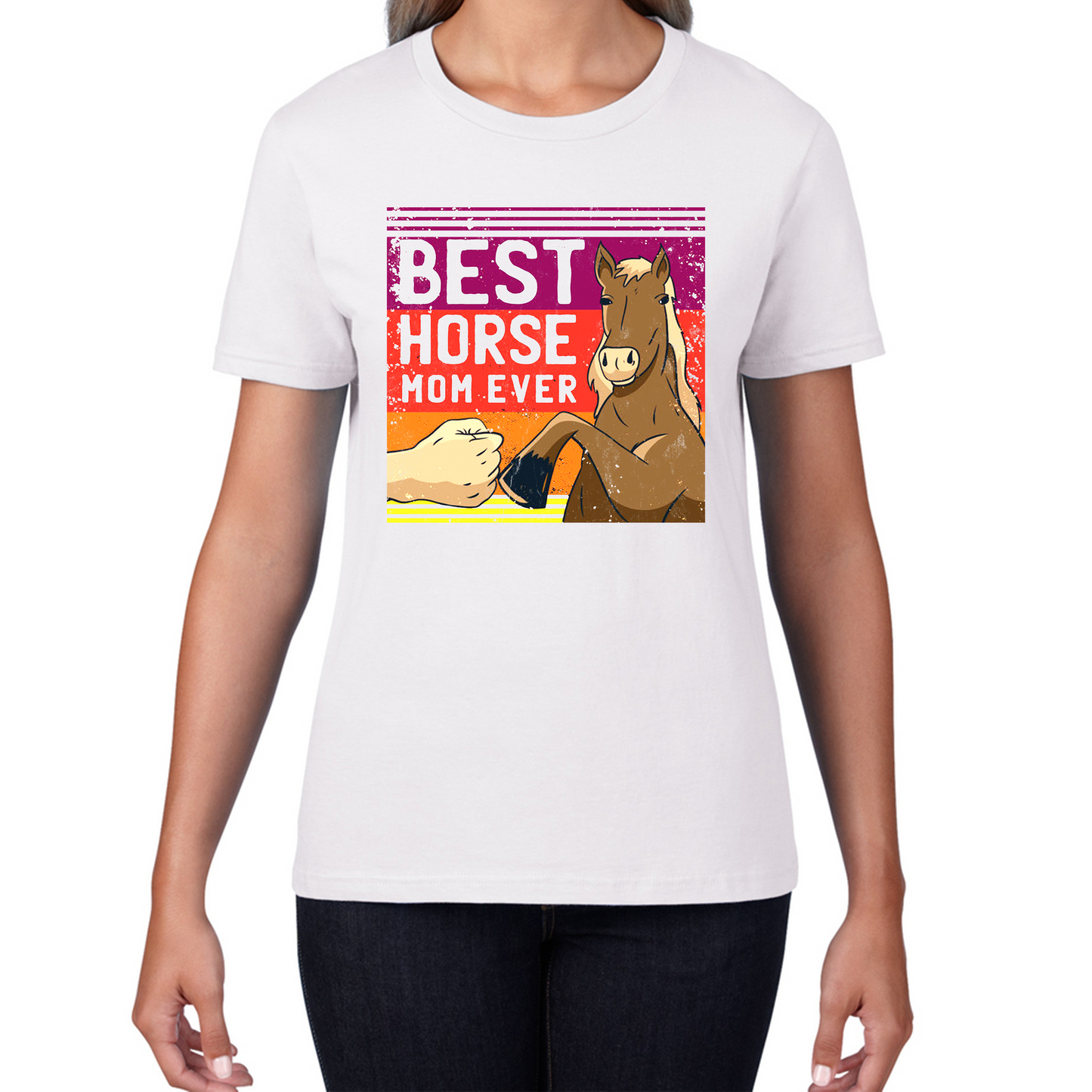 Equestrian Funny Horse Quote Best Horse Mom Ever Ladies T Shirt