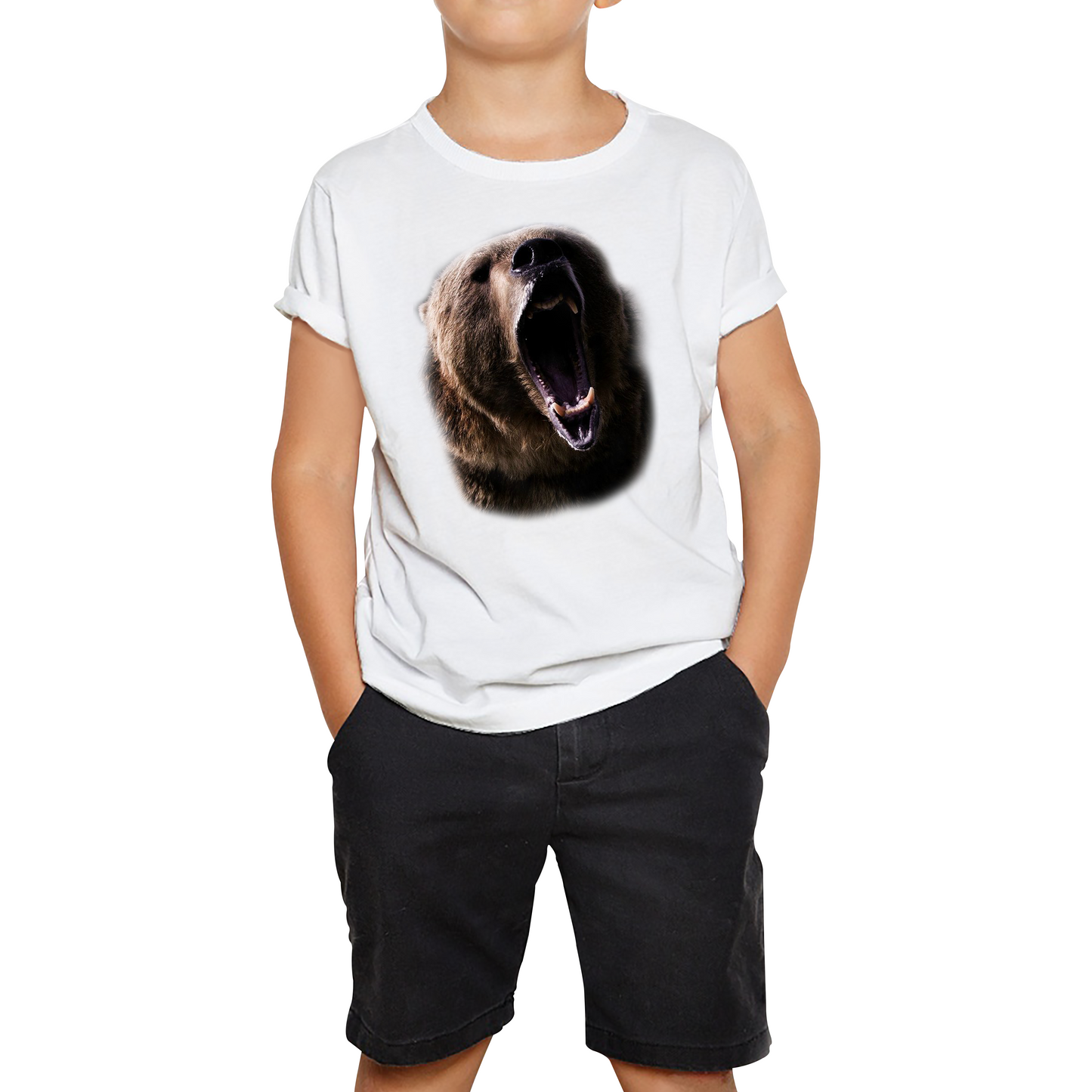Grizzly Bear Roaring Face T Shirt