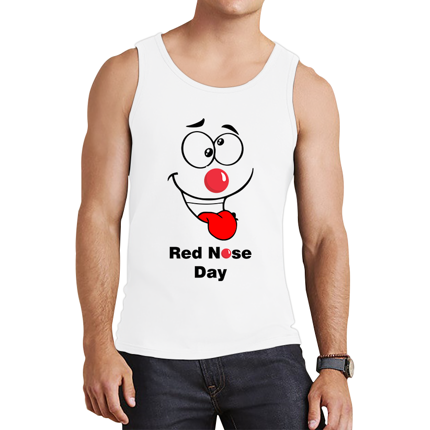 Naughty Emoji Face Red Nose Day Tank Top