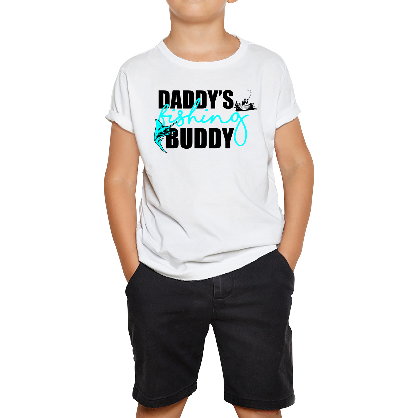 Daddy's Fishing Buddy Young Fisherman Kids T Shirt