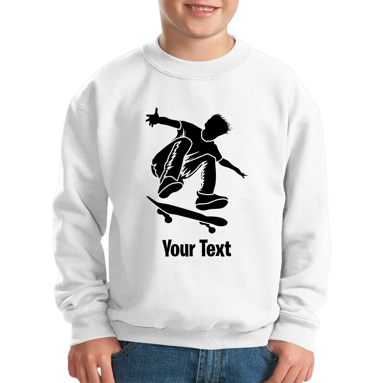 Personalised Skateboard Your Name Skater Funny Skateboarding Sport Kids Jumper