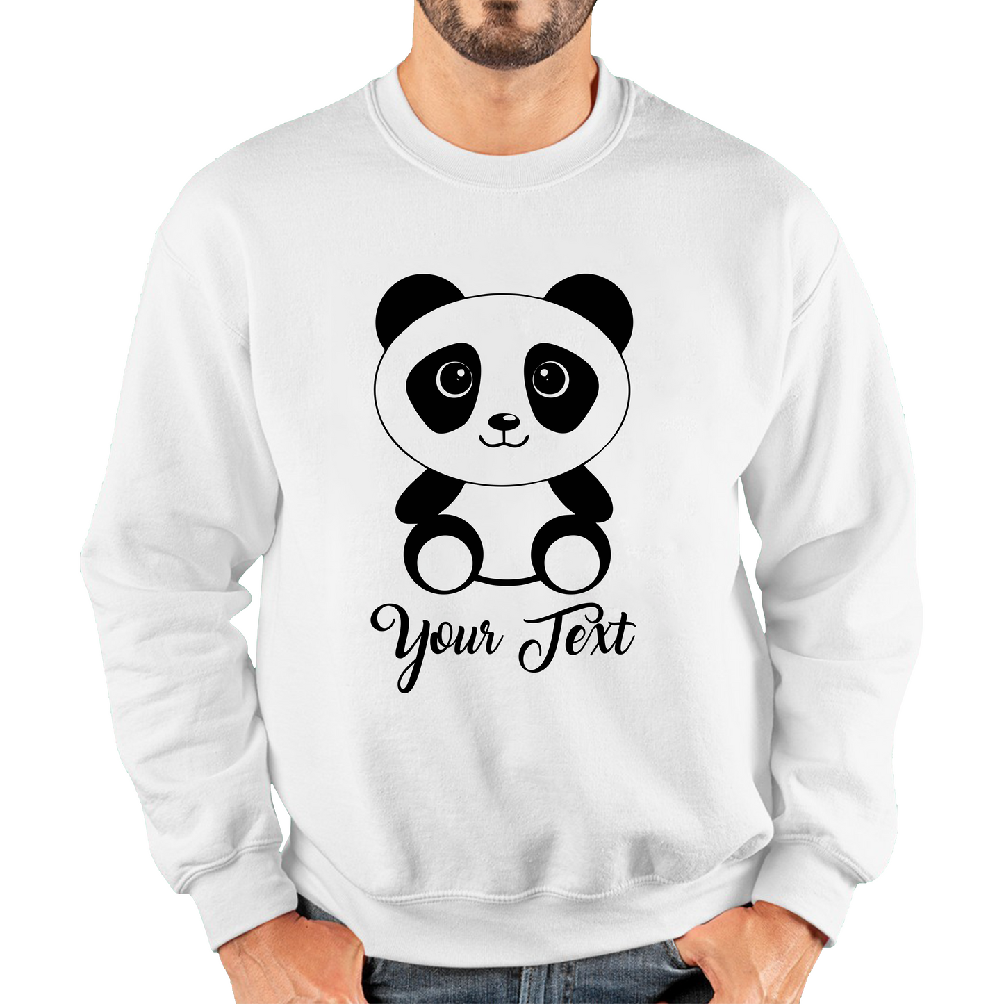 Personalised Cute Panda Bear Your Text Funny Cute Animal Lovers Unisex Sweatshirt