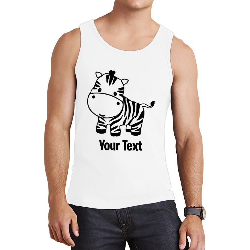 Personalised Cute Little Zebra Your Name Safari Animal Zoo Jungle Tank Top