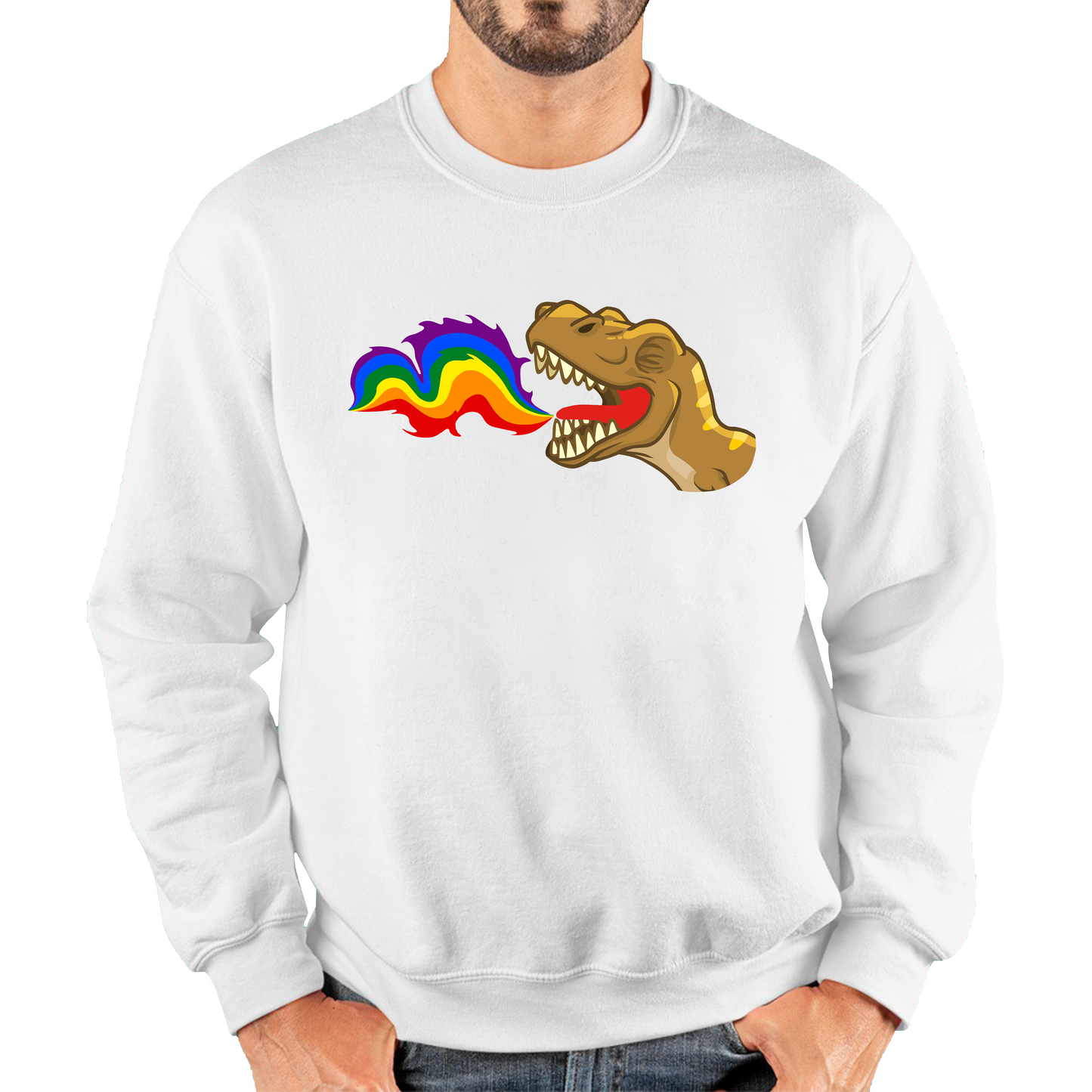 T-Rex Dinosaur Pride Lgbt Dino Rainbow Fire Sweatshirt