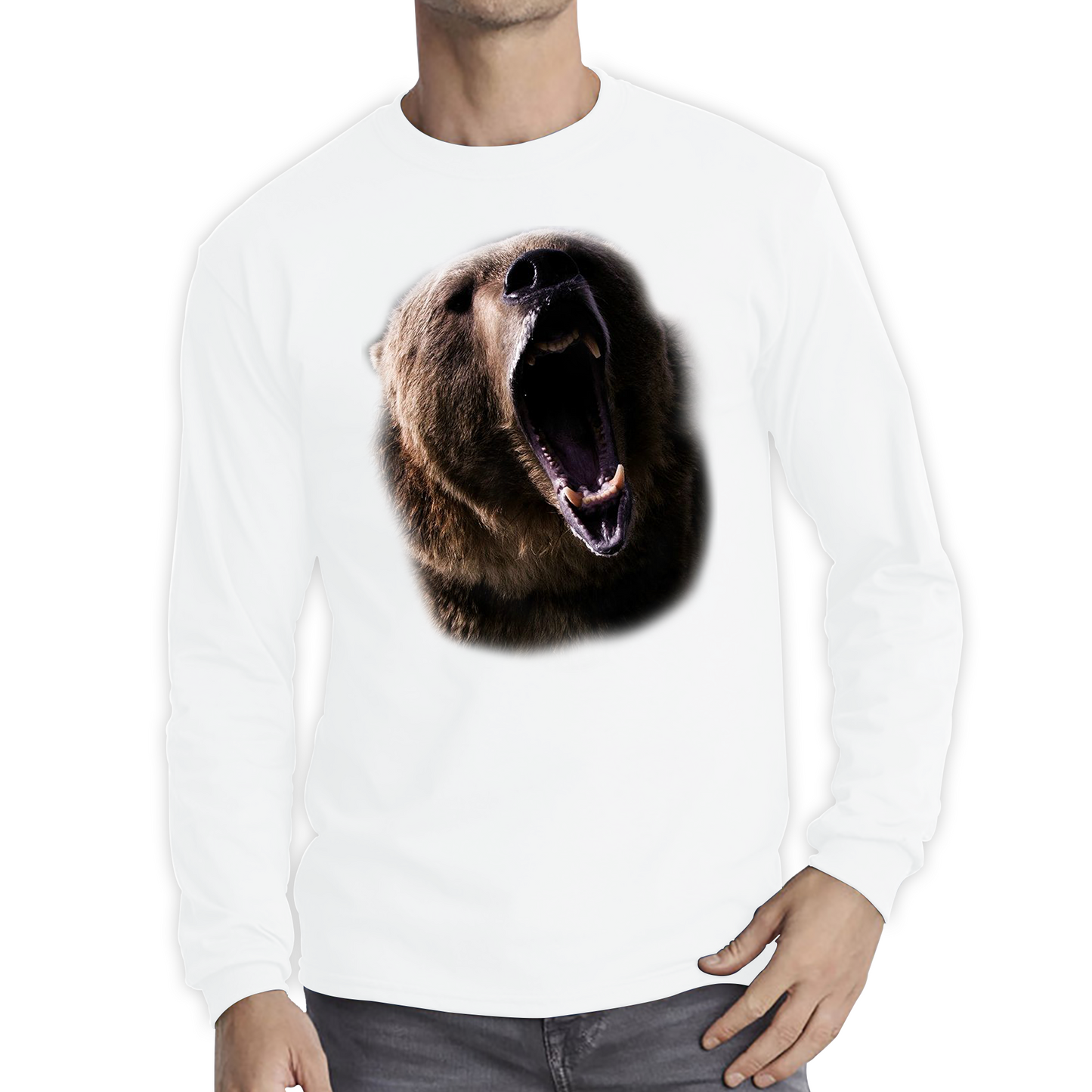 Grizzly Bear Roaring Face T Shirt