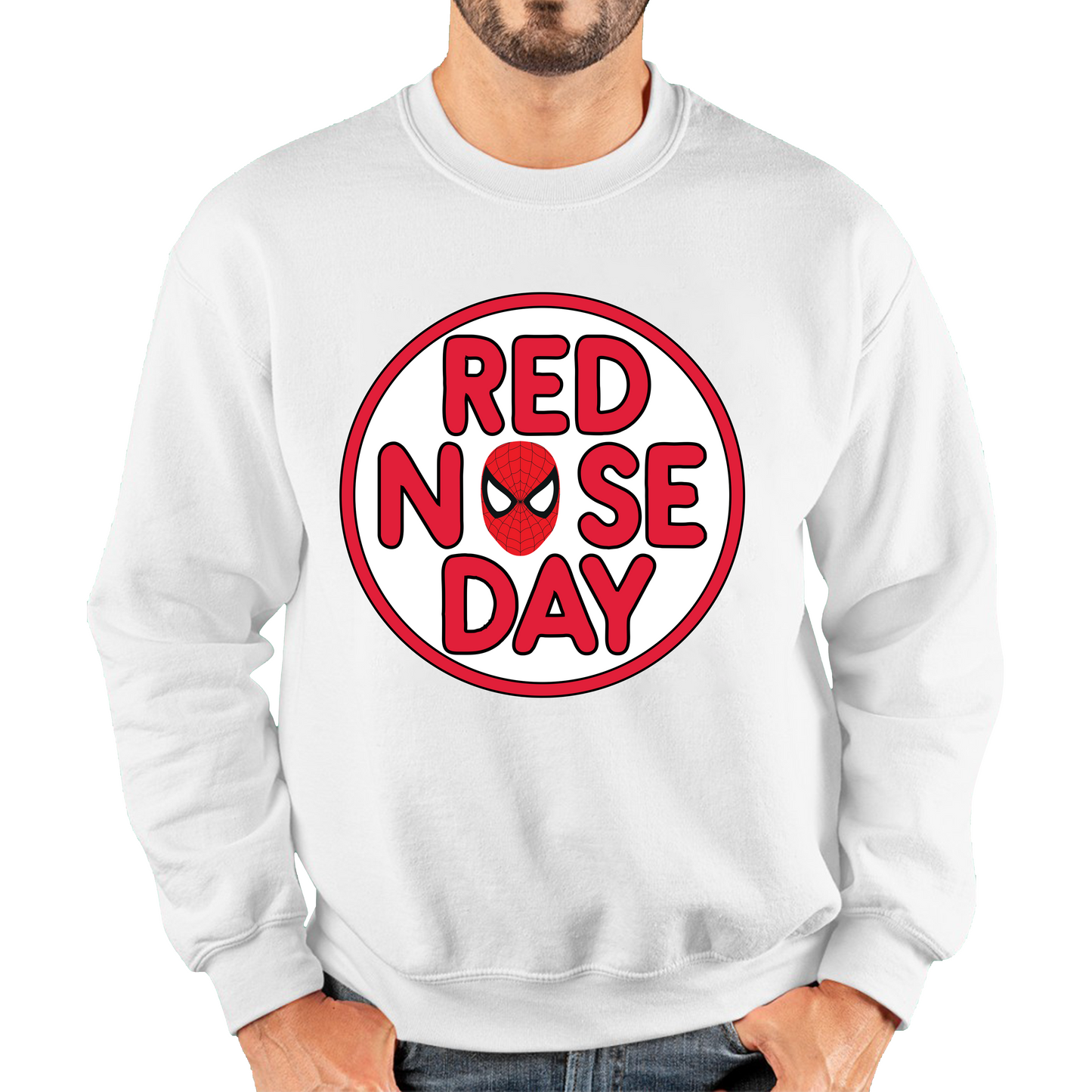 Spiderman Face Red Nose Day Sweatshirt