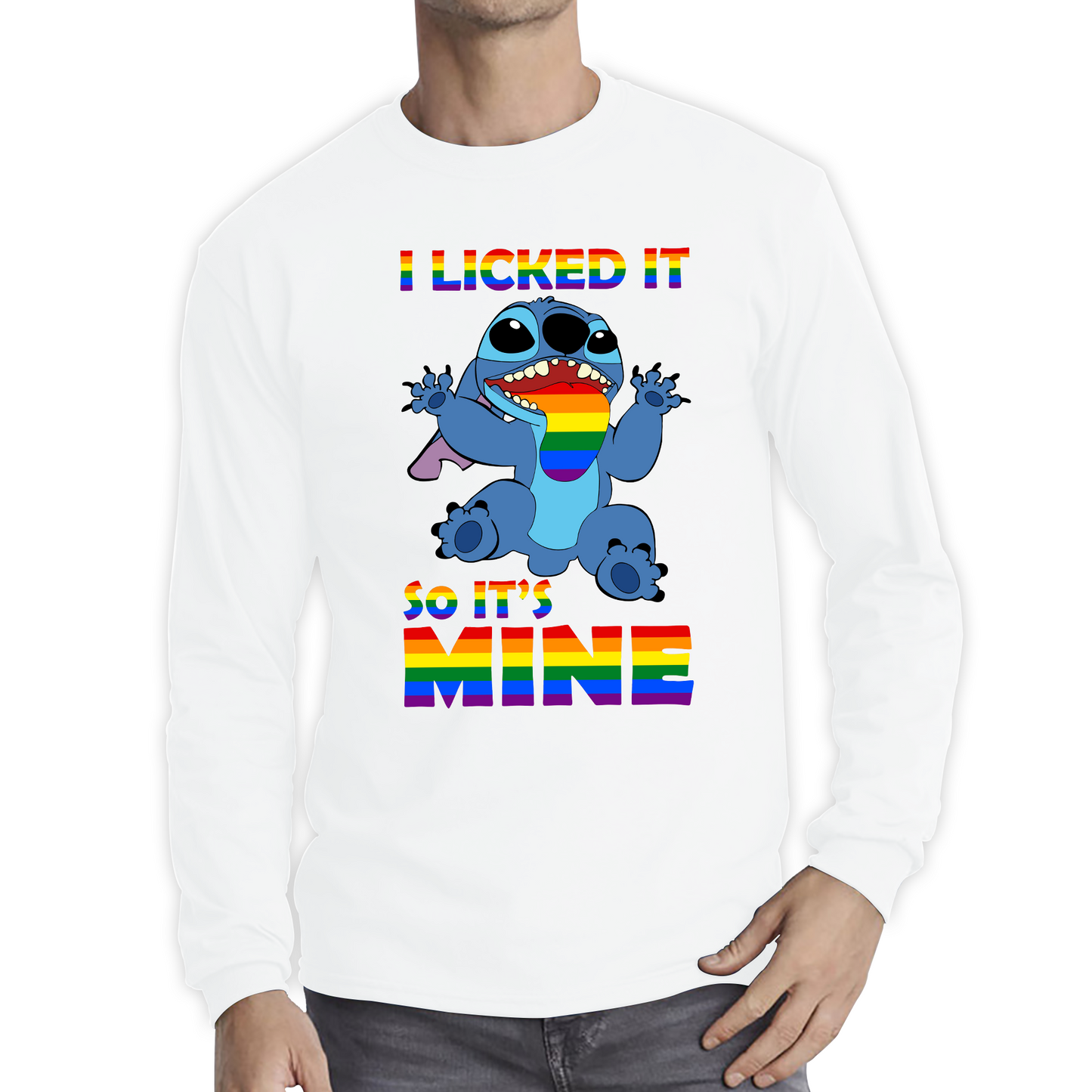 I Licked It So It's Mine LGBT Lilo Stitch Disney Stitch Pride Month LGBTQ Long Sleeve T Shirt