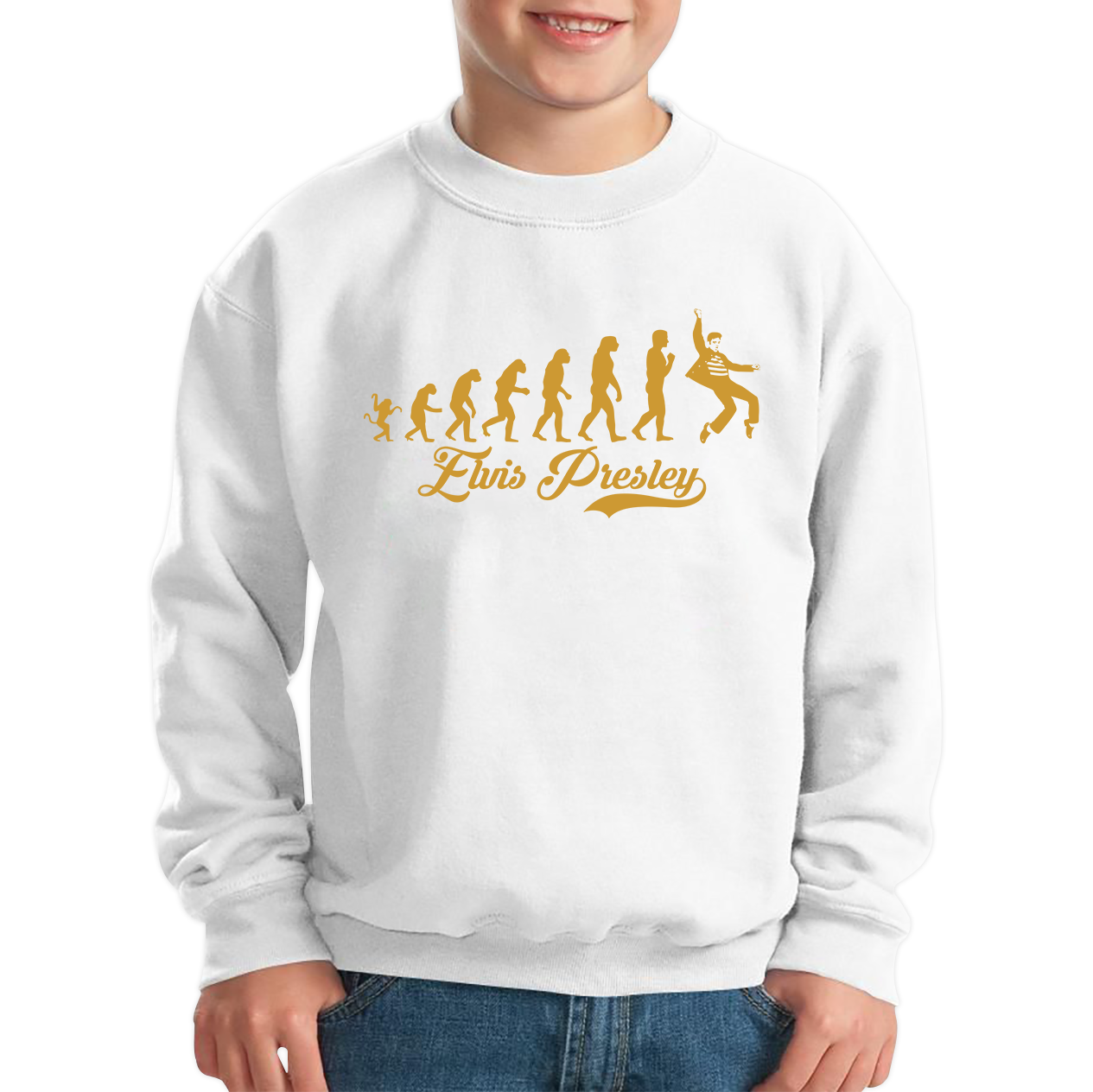 Elvis Presley Human Evolution Jumper American Singer Gift Kids Sweatshirt