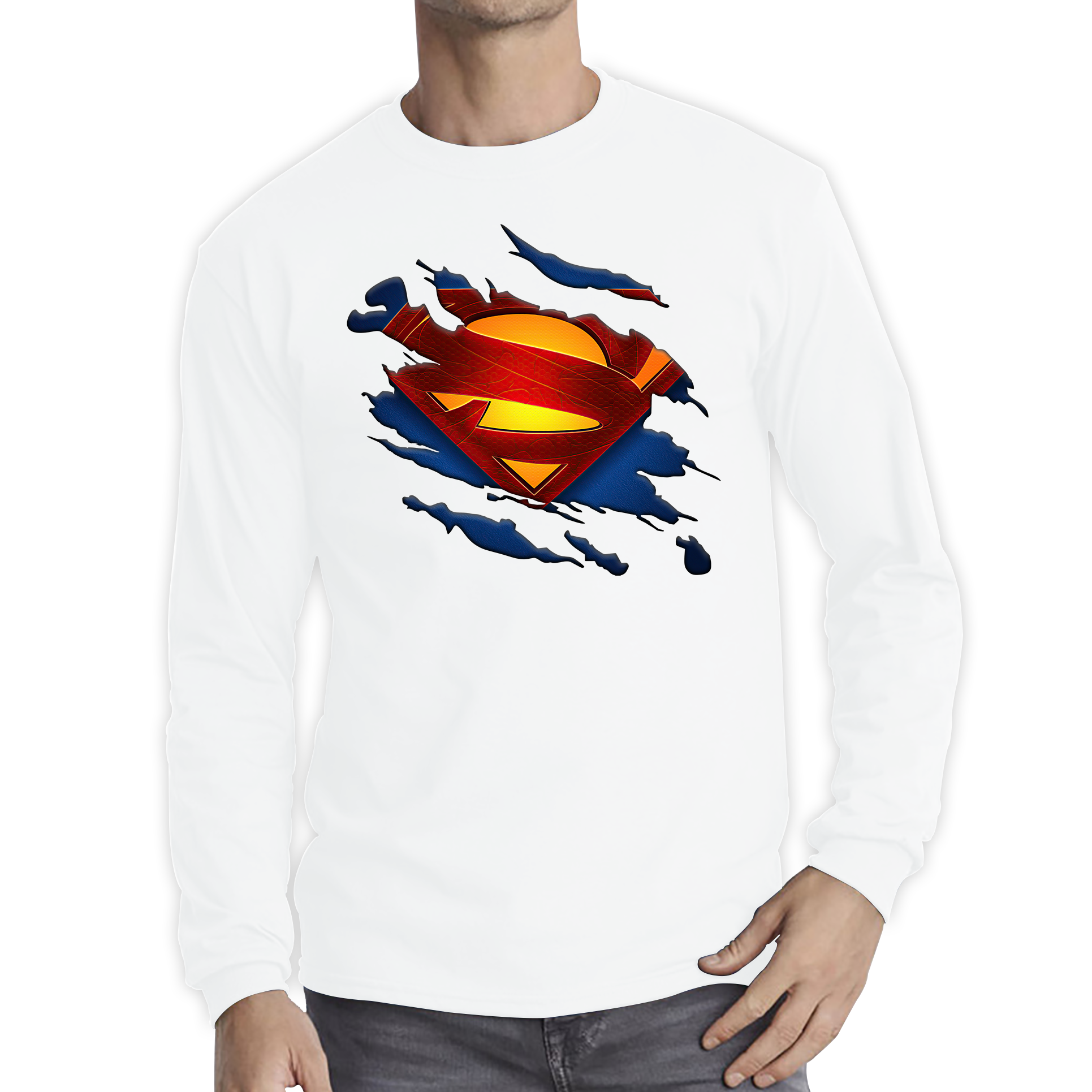 T-shirt SUPERMAN MAN OF STEEL XL Manches Longues – Neuf Avec étiquettes, Garçon !