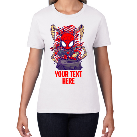 Personalised Your Text Spiderman T-Shirt Marvel Avenger Superhero Birthday Gift Womens Tee Top