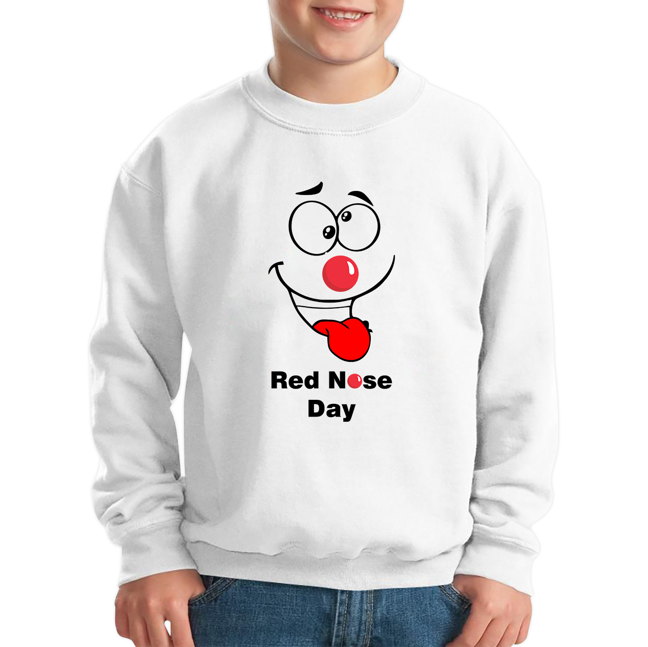 Naughty Emoji Face Red Nose Day Sweatshirt