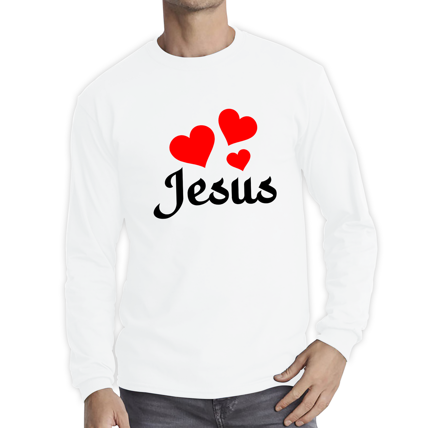 Love Jesus Hearts Jesus Christ Christians Religious Spirituality Believe Long Sleeve T Shirt